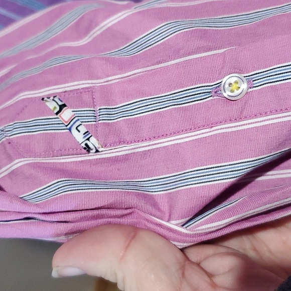 Robert Graham freshly laundered cottonshirt striped pink & blue embroidered - Picture 8 of 11